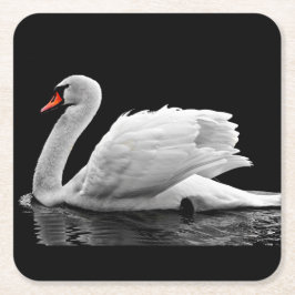 Weißer Schwan auf See Rechteckiger Pappuntersetzer