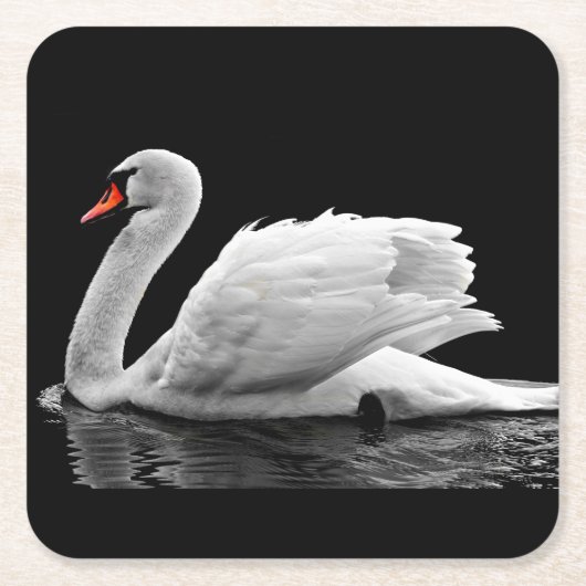 Weißer Schwan auf See Rechteckiger Pappuntersetzer (Vorderseite)