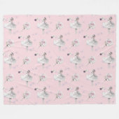 Weißer Schwan Ballerina in Schneerosa Fleecedecke (Vorderseite (Horizontal))