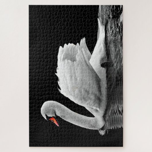 Weißer Schwan im Wasser Puzzle (Vertikal)