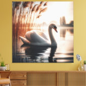 Weißer Schwan in einem Teich Leinwanddruck (Insitu (Wohnzimmer))