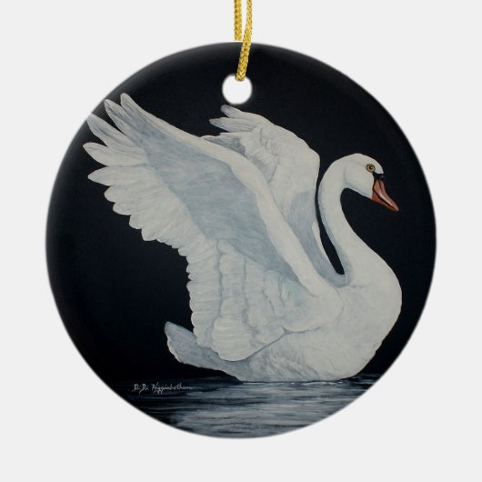 Weißer Schwan Keramik Ornament (Vorne)