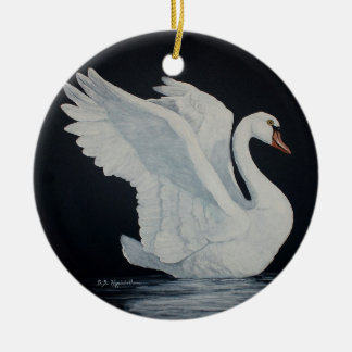 Weißer Schwan Keramik Ornament