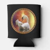 Weißer Schwan mit goldfarbenem und orangefarbenem Dosenkühler (Rückseite)