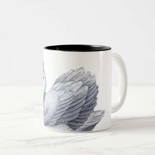 Weißer Schwan mit Goldkrone Zweifarbige Tasse (VorderseiteRechts)