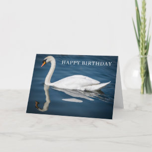 Weißer Schwan und blaue Wasser-Geburtstagskarte Karte
