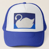 Weißer Schwan und cooler blauer Truckerkappe (Vorderseite)