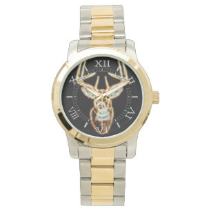 Weißer Schwanz Hirsch Kopf Energy Spirit Dial Armbanduhr