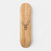 Weißer Schwanz Hirsch Kopf-Hölzern-Einlegestil Skateboard (Vorderseite)