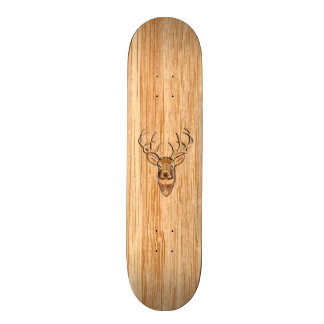 Weißer Schwanz Hirsch Kopf-Hölzern-Einlegestil Skateboard