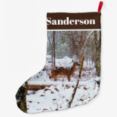 Weißer Schwanz Hirsche in Schnee Grosser Weihnacht Großer Weihnachtsstrumpf (Rückseite)