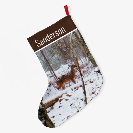 Weißer Schwanz Hirsche in Schnee Grosser Weihnacht Großer Weihnachtsstrumpf (Rückseite (Hängend))