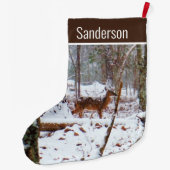 Weißer Schwanz Hirsche in Schnee Grosser Weihnacht Großer Weihnachtsstrumpf (Rückseite)