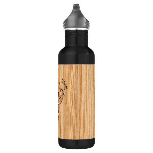 Weißer Schwanz Hirschkopf-Blond-Holzkörner-Stil Edelstahlflasche (Rechts)