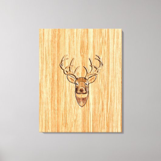 Weißer Schwanz Hirschkopf-Blond-Holzkörner-Stil Leinwanddruck (Vorderseite)