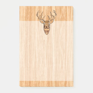 Weißer Schwanz Hirschkopf-Blond-Holzkörner-Stil Post-it Klebezettel