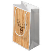 Weißer Schwanz Hirschkopf Buchsbaum Holzkörner Dek Kleine Geschenktüte (Vorderseite Schrägansicht)