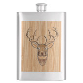 Weißer Schwanz Hirschkopf Holzeinlegekorn-Dekor Flachmann (Vorderseite)