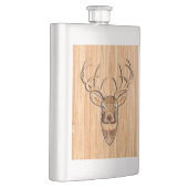 Weißer Schwanz Hirschkopf Holzeinlegekorn-Dekor Flachmann (Rechts)