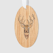 Weißer Schwanz Hirschkopf Holzeinlegekorn-Dekor Ornament (Vorderseite)