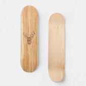 Weißer Schwanz Hirschkopf Holzeinlegestil Skateboard (Vorderseite)