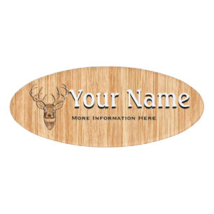Weißer Schwanz Hirschkopf Holzkörner Druckfarbe Namenschild