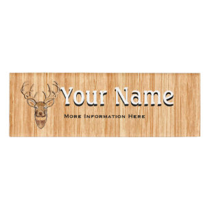 Weißer Schwanz Hirschkopf Holzkörner Druckfarbe Namenschild