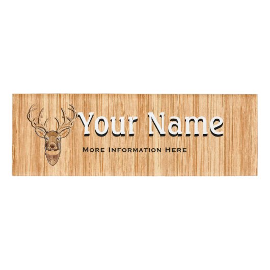 Weißer Schwanz Hirschkopf Holzkörner Druckfarbe Namenschild (Vorderseite)