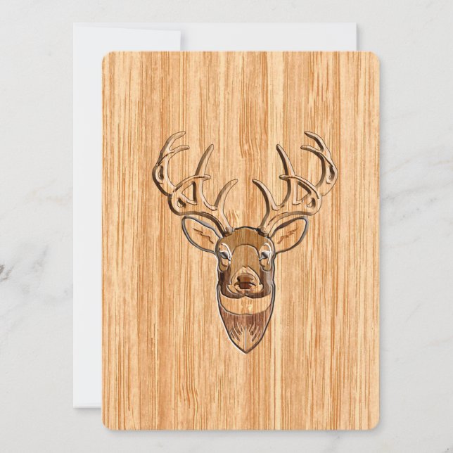 Weißer Schwanz Hirschkopf Holzkörner Hintergrund (Vorderseite)