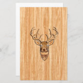 Weißer Schwanz Hirschkopf Holzkörner Hintergrund Briefpapier (Vorne/Hinten)