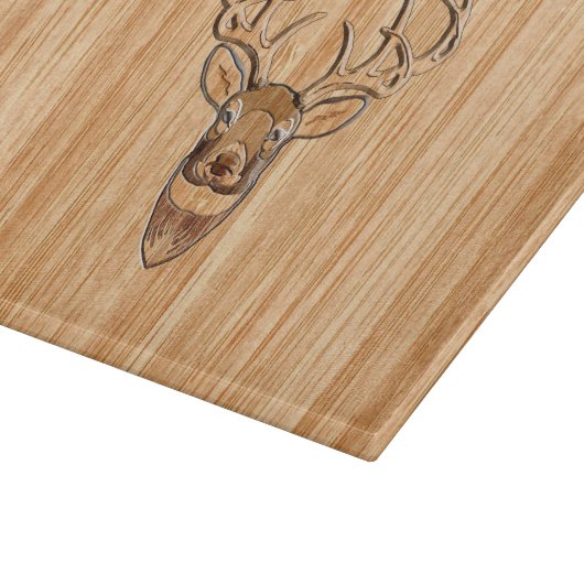 Weißer Schwanz Hirschkopf Holzkörner Schneidebrett (Ecke)