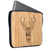 Weißer Schwanz Hirschkopf Holzkörnstil Laptopschutzhülle (Vorne Rechts)