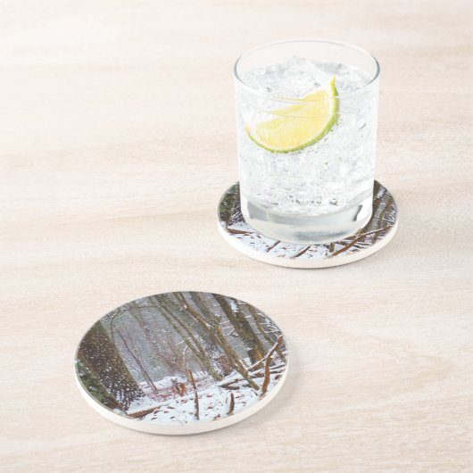 Weißer Schwanz im Schnee Getränkeuntersetzer (Seite)