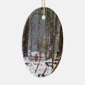 Weißer Schwanz im Schnee Keramik Ornament (Rechts)