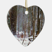 Weißer Schwanz im Schnee Keramikornament (Rechts)