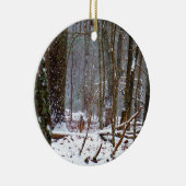 Weißer Schwanz im Schnee Keramikornament (Rechts)