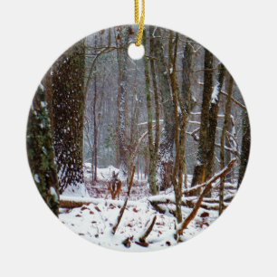 Weißer Schwanz im Schnee Keramikornament