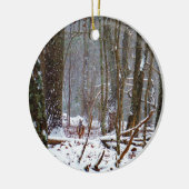 Weißer Schwanz im Schnee Keramikornament (Links)