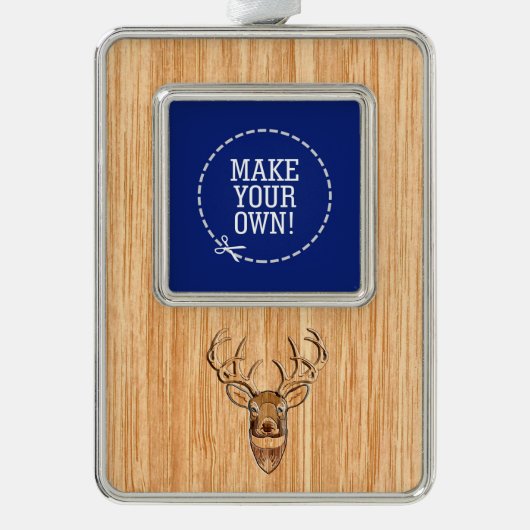 Weißer Schwanz Kopf Holzkörner Rahmen-Ornament Silber (Vorderseite)