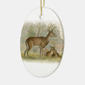 Weißer Schwanz-Rotwild-Dollar - Damhirschkuh Keramikornament (Links)