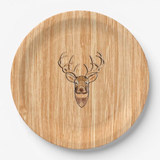 Weißer Schwanz-Rotwild-Kopf-Dollar-hölzerner Pappteller (Vorderseite)