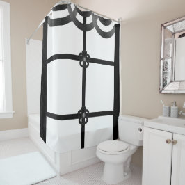 Weißer schwarzer Duschvorhang