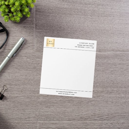 Weißer schwarzer Firmenlogo Notizblock