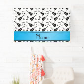 Weißer schwarzer Gitarren-Musiknoten des Banner (Insitu)