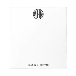 Weißer schwarzer Kreis Monogramm-Schrift DIY Hinte Notizblock
