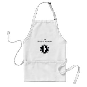 Weißer schwarzer Kreis Monogramm-Schrift DIY Hinte Schürze