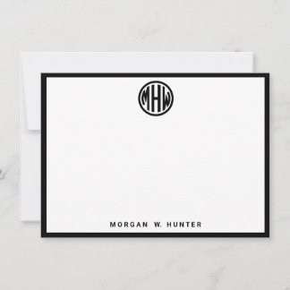 Weißer schwarzer Kreis Monogramm-Schriftzug DIY-Hi Dankeskarte