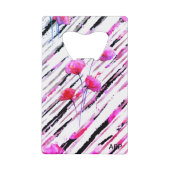 *~* Weißer schwarzer Lavendel rosa Mohnmuster Geldbeutel Flaschenöffner (Vorderseite)