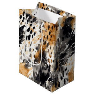 Weißer Schwarzer Leopard Tier Bläschen Geburtstag Mittlere Geschenktüte