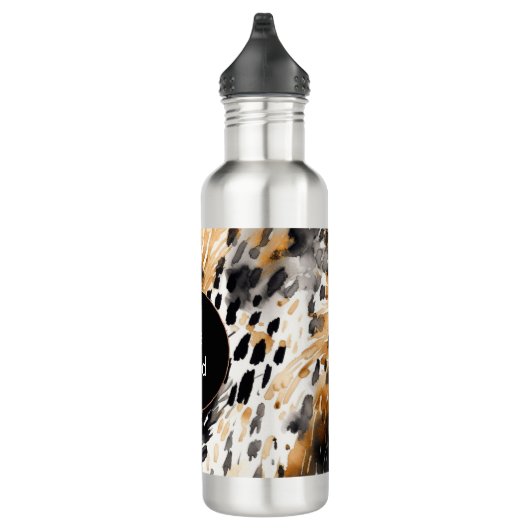 Weißer Schwarzer Leopard-Tier Geburtstag Edelstahlflasche (Rechts)